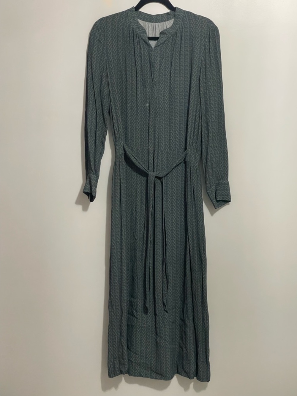 ZV inspired Green Patterned Belted Maxi Dress
